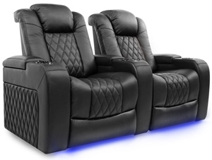 Valencia Tuscany Three Seater With Center Console Home Theater Seating Diamond Stitching