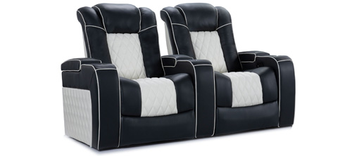 Valencia Tuscany Motorized Seating With White Piping Top Grain
