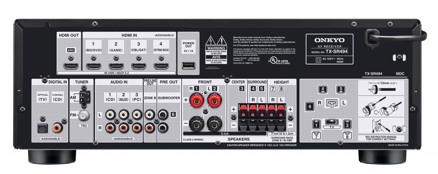 Onkyo TXSR494 7.2 Channel A/V Receiver Eastporters Audio Video