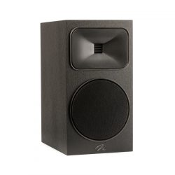 Left Angled Front View with Grille of MartinLogan Motion Foundation B2 Bookshelf Black Speaker