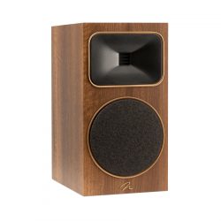 Left Angled Front View with Grille of MartinLogan Motion Foundation B2 Bookshelf Walnut Speaker