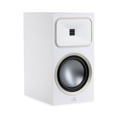 Left Angled Front View of MartinLogan Motion Foundation B2 Bookshelf White Speaker