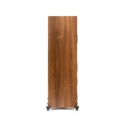 Right-Side Back View with Black Grills of MartinLogan Motion Foundation F1 Floorstanding Walnut Speaker