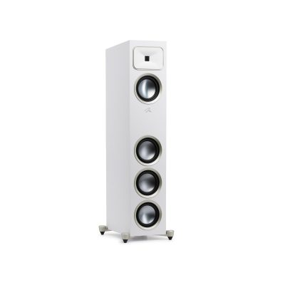 Right Angled Front View Without Grills of MartinLogan Motion Foundation F1 Floorstanding White Speaker