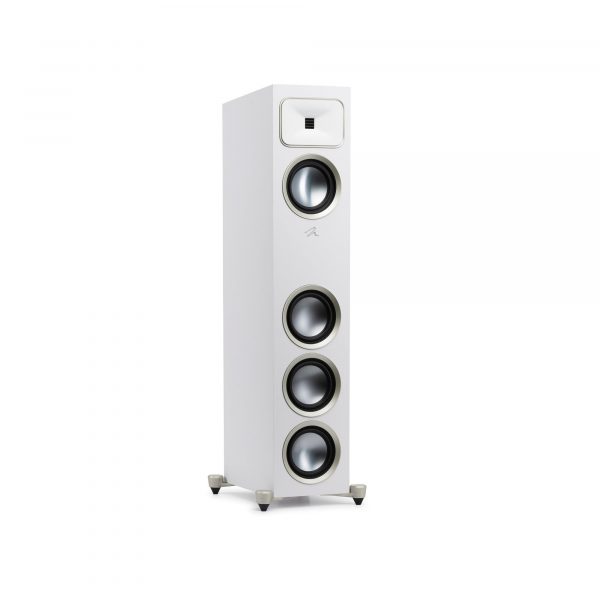 Right Angled Front View Without Grills of MartinLogan Motion Foundation F1 Floorstanding White Speaker