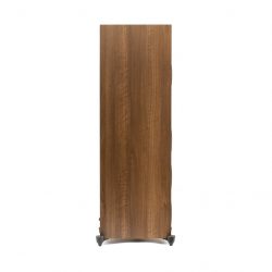 Right-Side Back View with Black Grills of MartinLogan Motion Foundation F2 Floorstanding Walnut Speaker