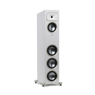 Right Angled Front View Without Grills of MartinLogan Motion Foundation F2 Floorstanding White Speaker