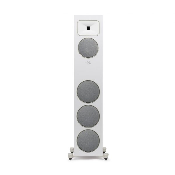 Straight Front View with White Grills - MartinLogan Motion Foundation F2 Floorstanding White Speaker