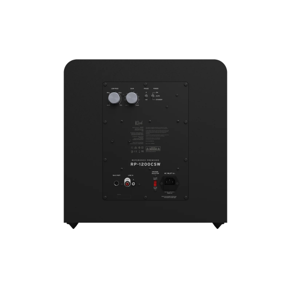Klipsch RP-1200CSW compact subwoofer rear panel controls and inputs