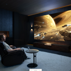 Hisense L9Q Pro in a dark home theatre